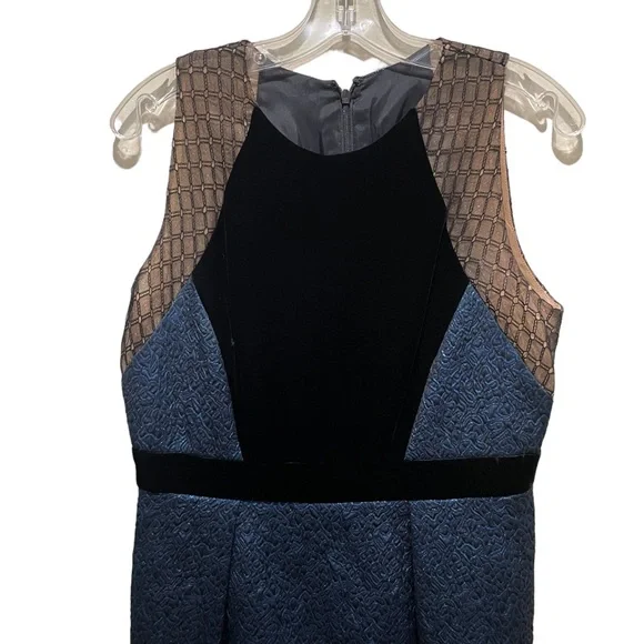 Carmen Marc Valvo A Line Sleeveless Mini Dress Blue Size 10 - Picture 3 of 8